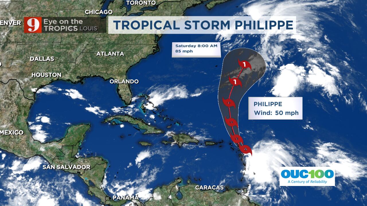 Tropical Storm Philippe lashes Caribbean, targets Bermuda, could head  toward U.S. – Orlando Sentinel